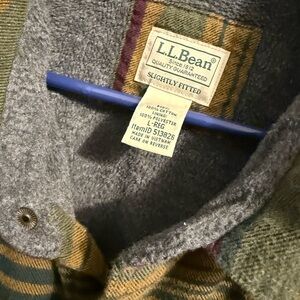 L.L. Bean Men's Gray and Tan Plaid Shirt Jacket